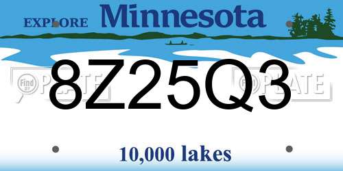 8Z25Q3 Minnesota License Plate