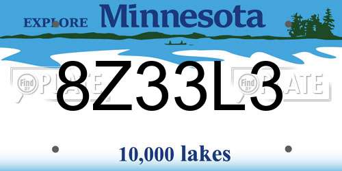 8Z33L3 Minnesota License Plate