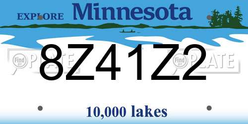 8Z41Z2 Minnesota License Plate