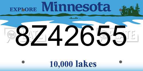 8Z42655 Minnesota License Plate