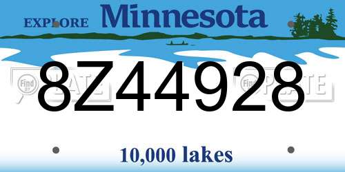 8Z44928 Minnesota License Plate