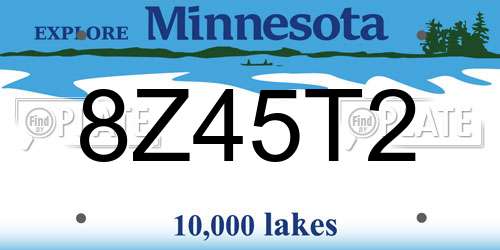 8Z45T2 Minnesota License Plate