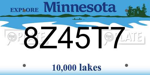 8Z45T7 Minnesota License Plate