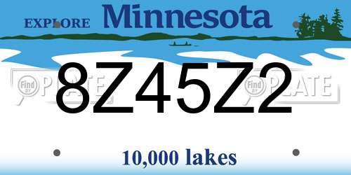 8Z45Z2 Minnesota License Plate