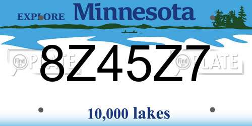 8Z45Z7 Minnesota License Plate