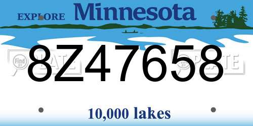 8Z47658 Minnesota License Plate