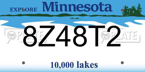 8Z48T2 Minnesota License Plate