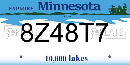 8Z48T7 Minnesota License Plate
