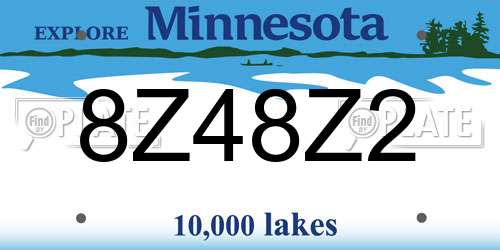 8Z48Z2 Minnesota License Plate