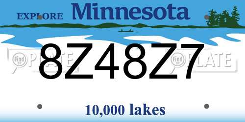 8Z48Z7 Minnesota License Plate