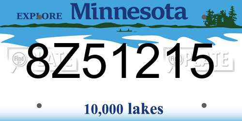 8Z51215 Minnesota License Plate