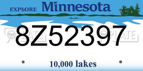 8Z52397 Minnesota License Plate