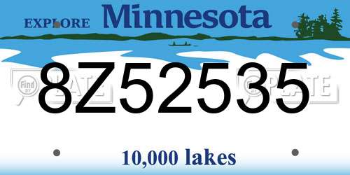8Z52535 Minnesota License Plate