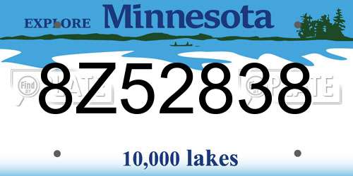 8Z52838 Minnesota License Plate