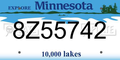8Z55742 Minnesota License Plate
