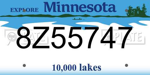 8Z55747 Minnesota License Plate