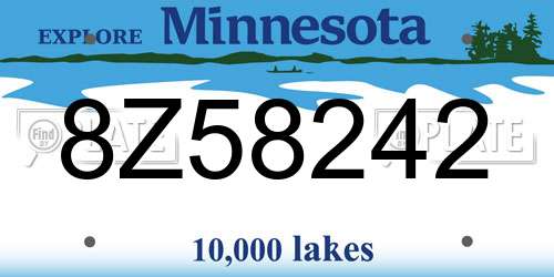 8Z58242 Minnesota License Plate