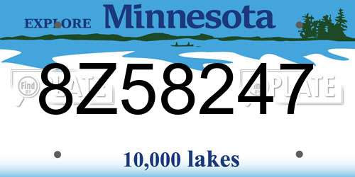 8Z58247 Minnesota License Plate