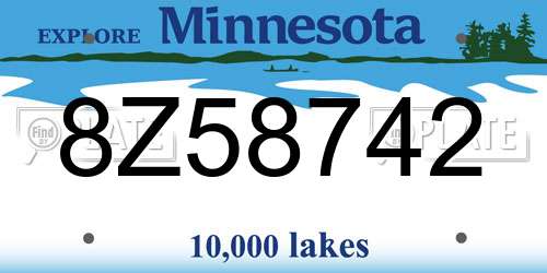 8Z58742 Minnesota License Plate