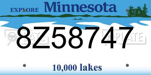 8Z58747 Minnesota License Plate