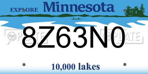 8Z63N0 Minnesota License Plate