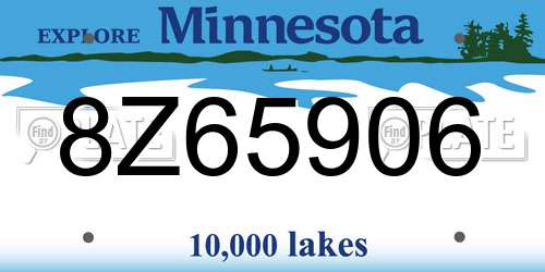 8Z65906 Minnesota License Plate