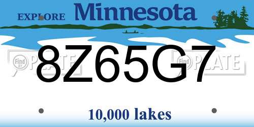 8Z65G7 Minnesota License Plate