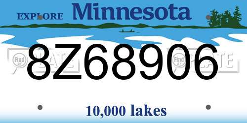 8Z68906 Minnesota License Plate
