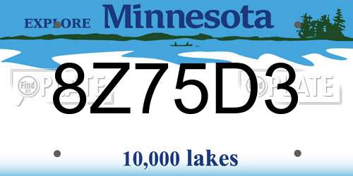 8Z75D3 Minnesota License Plate