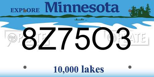 8Z75O3 Minnesota License Plate