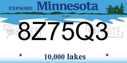 8Z75Q3 Minnesota License Plate