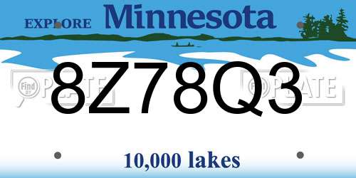 8Z78Q3 Minnesota License Plate