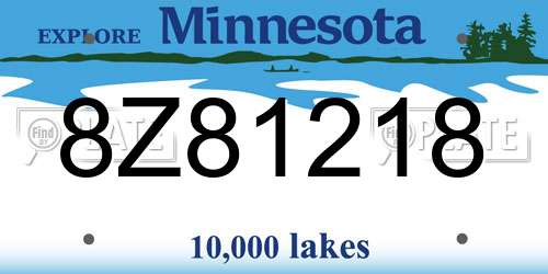 8Z81218 Minnesota License Plate