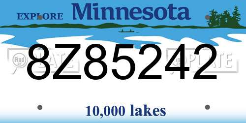 8Z85242 Minnesota License Plate