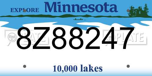 8Z88247 Minnesota License Plate