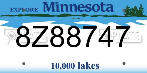 8Z88747 Minnesota License Plate