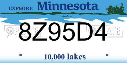 8Z95D4 Minnesota License Plate