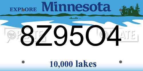 8Z95O4 Minnesota License Plate