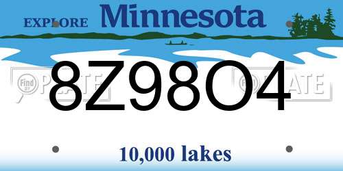 8Z98O4 Minnesota License Plate