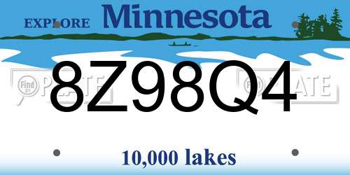 8Z98Q4 Minnesota License Plate