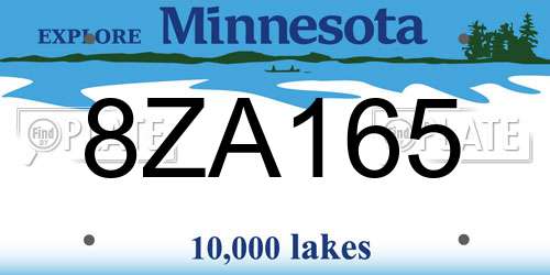 8ZA165 Minnesota License Plate