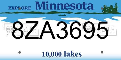 8ZA3695 Minnesota License Plate