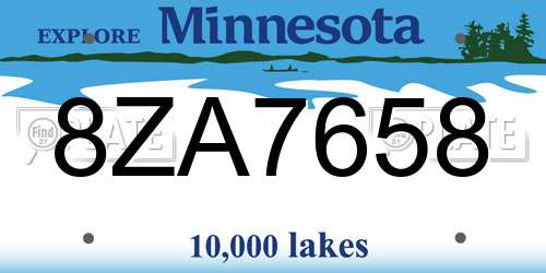 8ZA7658 Minnesota License Plate