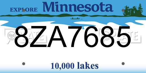 8ZA7685 Minnesota License Plate