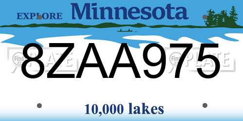 8ZAA975 Minnesota License Plate