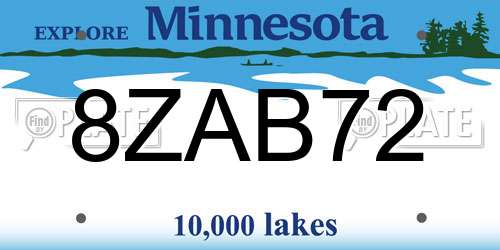 8ZAB72 Minnesota License Plate