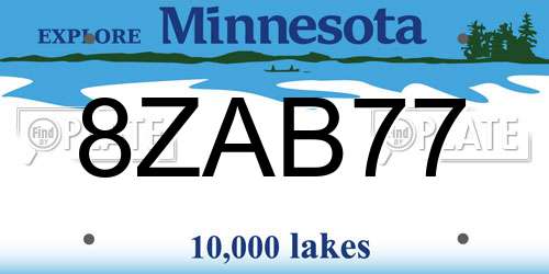 8ZAB77 Minnesota License Plate
