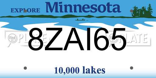 8ZAI65 Minnesota License Plate