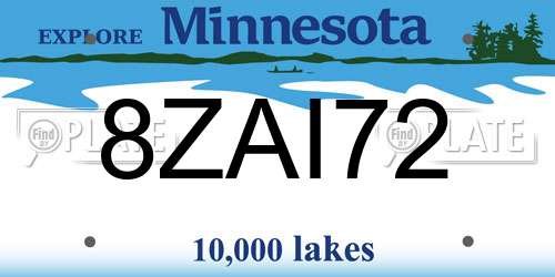 8ZAI72 Minnesota License Plate