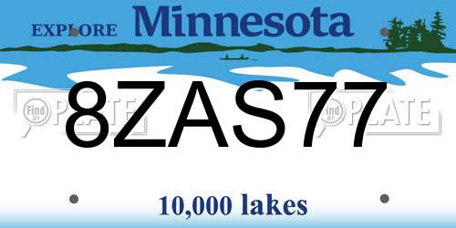 8ZAS77 Minnesota License Plate